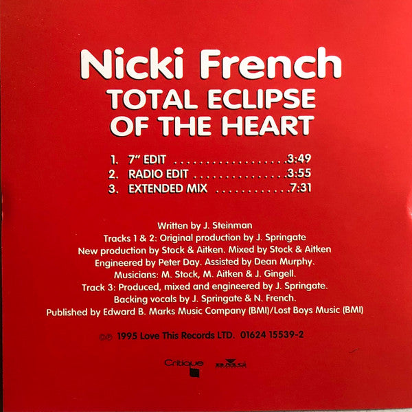 Nicki French : Total Eclipse Of The Heart (CD, Maxi)