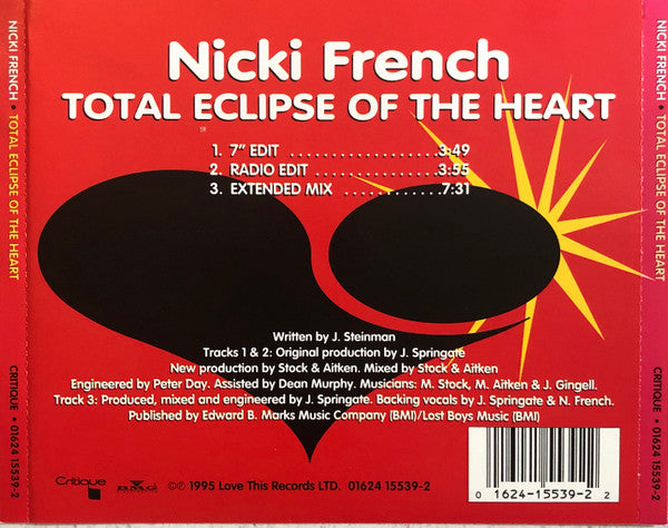 Nicki French : Total Eclipse Of The Heart (CD, Maxi)