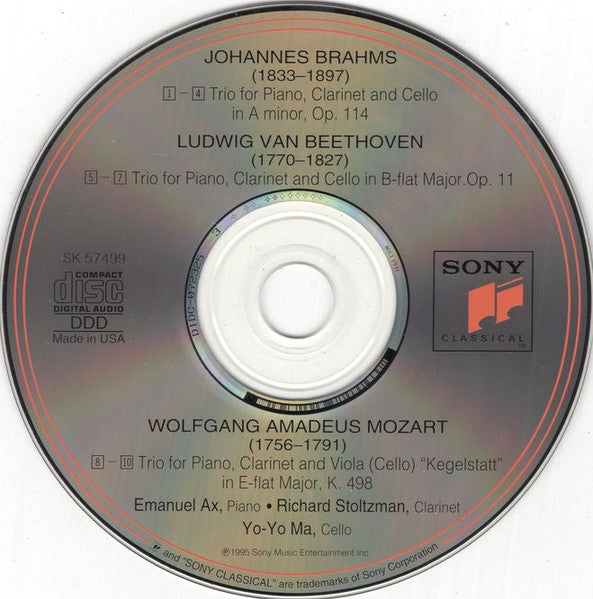 Ax*, Stoltzman*, Ma* - Brahms*, Beethoven*, Mozart* : Trios For Piano, Clarinet & Cello (CD, Album, Club)