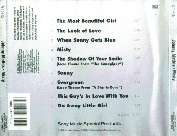 Johnny Mathis : Misty (CD, Comp, RE)