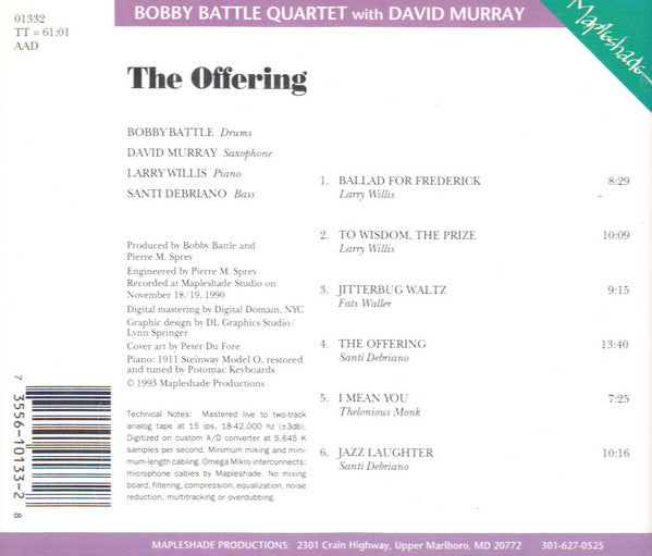 Bobby Battle Quartet With David Murray : The Offering (CD, Album)