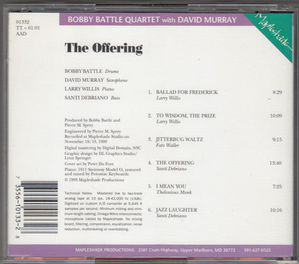 Bobby Battle Quartet With David Murray : The Offering (CD, Album)