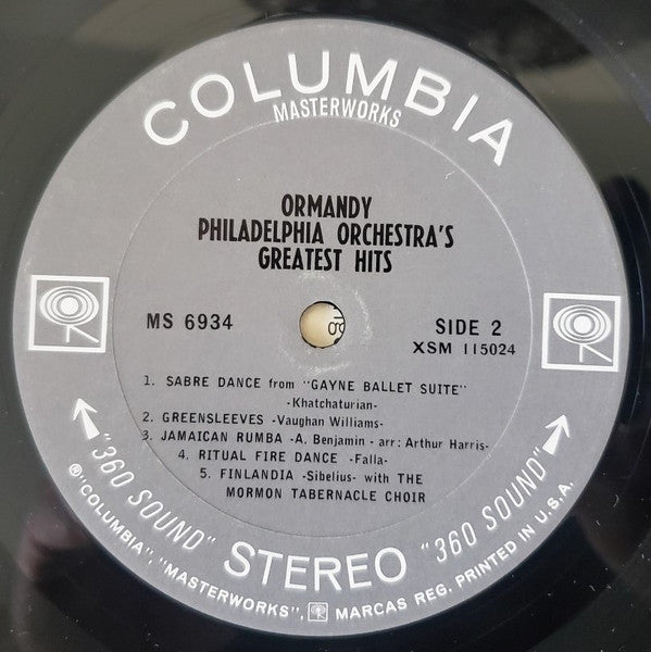 Eugene Ormandy / The Philadelphia Orchestra : Ormandy, Philadelphia Orchestra's Greatest Hits (LP, Comp, San)