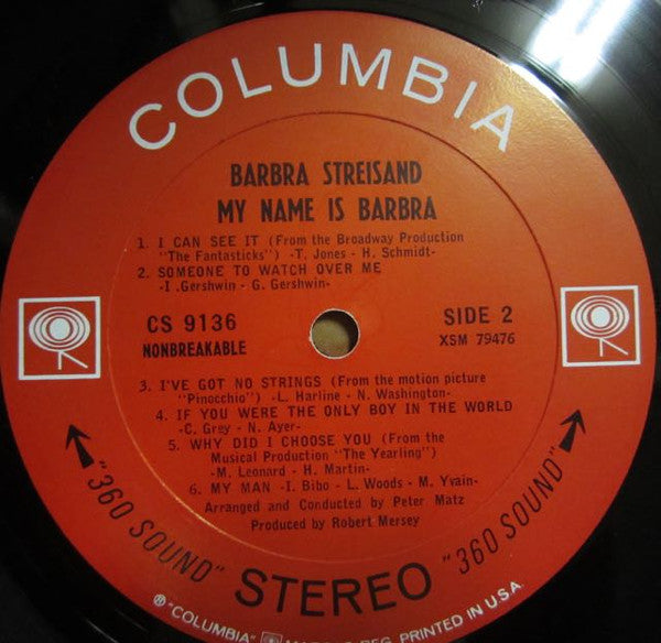 Barbra Streisand : My Name Is Barbra (LP, Album, Ter)