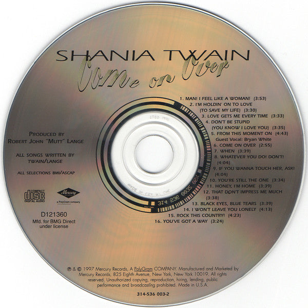 Shania Twain : Come On Over (CD, Album, Club, RE)