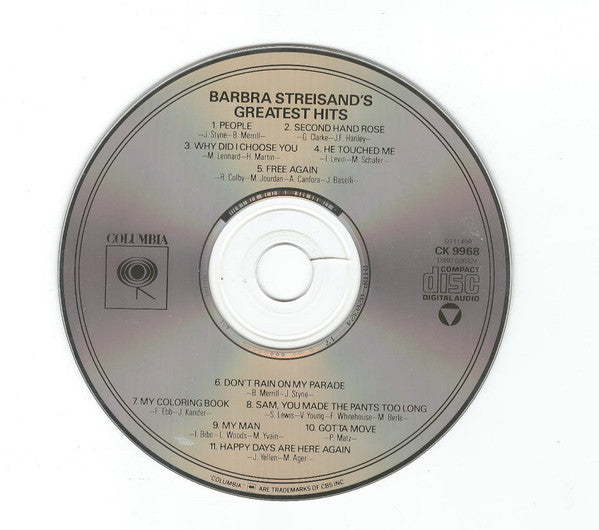 Barbra Streisand : Barbra Streisand's Greatest Hits (CD, Comp, Club, RE)