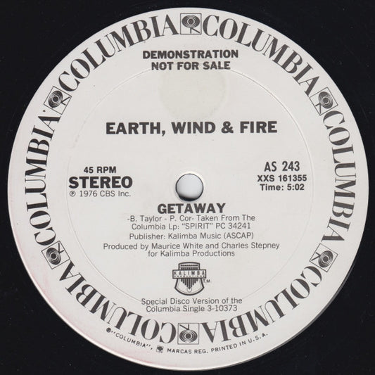 Earth, Wind & Fire : Getaway (12", Single, Mono, Promo)