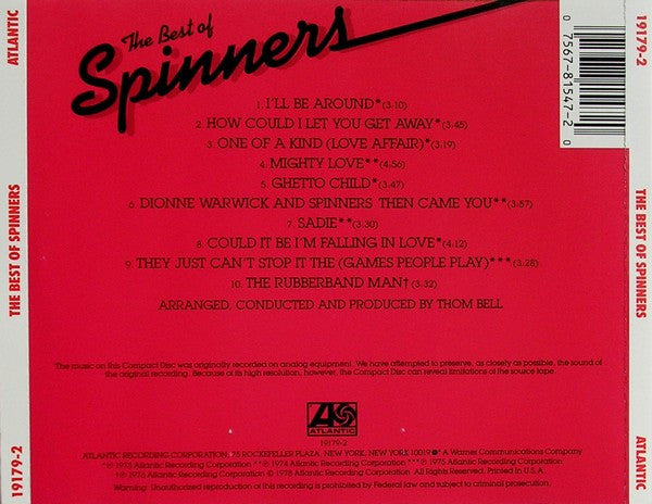 Spinners : The Best Of Spinners (CD, Comp, RE)