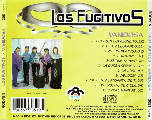 Los Fugitivos : Vanidosa (CD, Album)