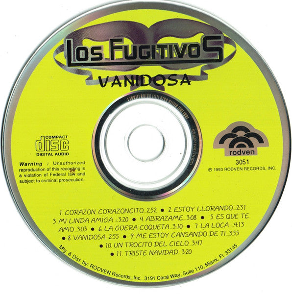 Los Fugitivos : Vanidosa (CD, Album)