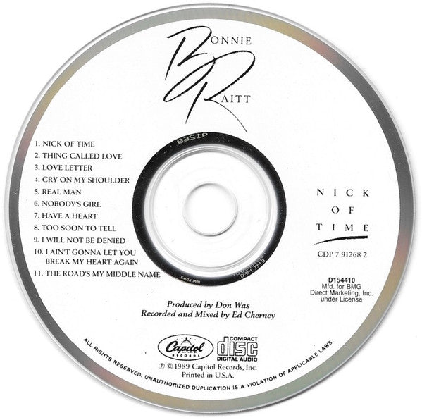 Bonnie Raitt : Nick Of Time (CD, Album, Club)