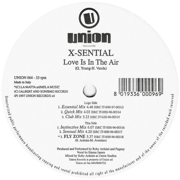 X-Sential : Love Is In The Air (12")