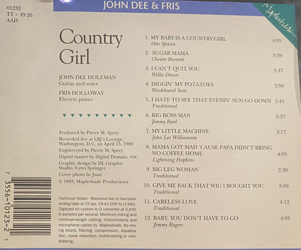 John Dee* & Fris* : Country Girl (CD)