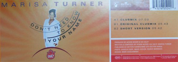 Marisa Turner : Don't Need To Know Your Name (12")