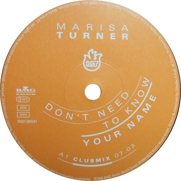 Marisa Turner : Don't Need To Know Your Name (12")