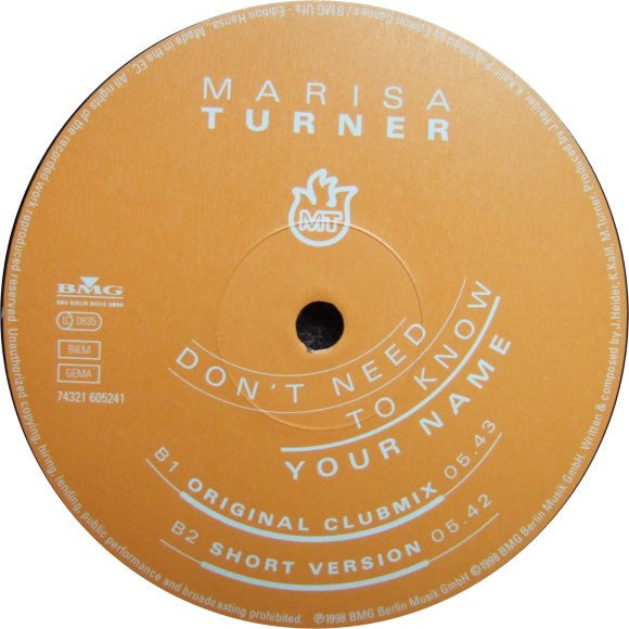 Marisa Turner : Don't Need To Know Your Name (12")
