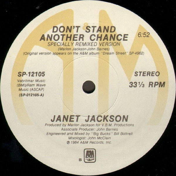Janet Jackson : Don't Stand Another Chance (12", Maxi)