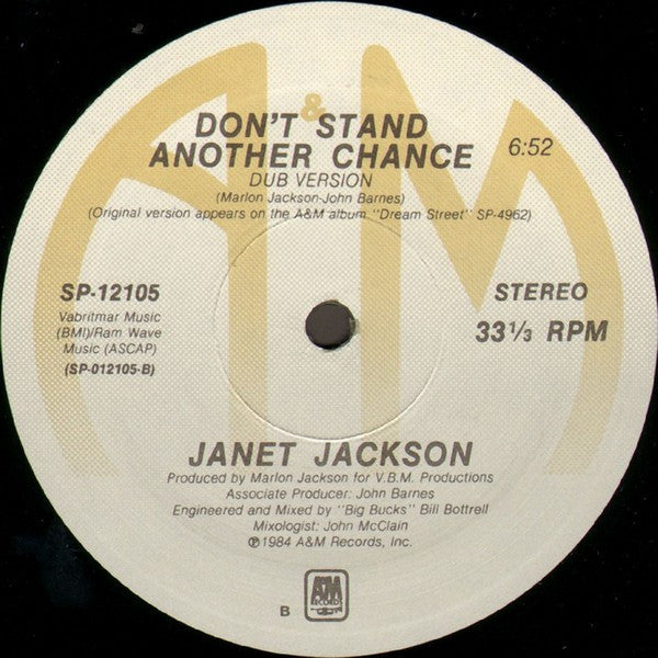 Janet Jackson : Don't Stand Another Chance (12", Maxi)