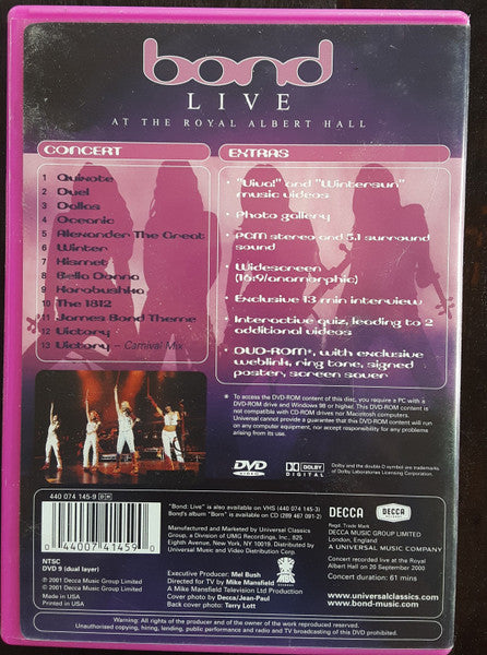 Bond (3) : Live At The Royal Albert Hall (DVD-V, NTSC, 5.1)