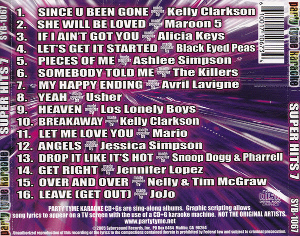 Unknown Artist : Party Tyme Karaoke - Super Hits 7 (CD+G, Album)