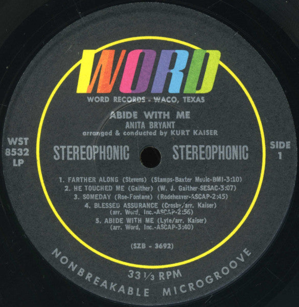 Anita Bryant : Abide With Me (LP, Album, Gat)