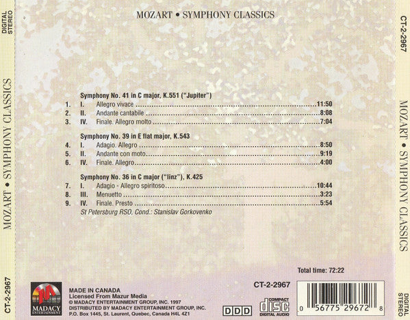 Mozart*, Stanislav Gorkovenko, St-Petersburg RSO* : Symphony Classics (CD, Comp)