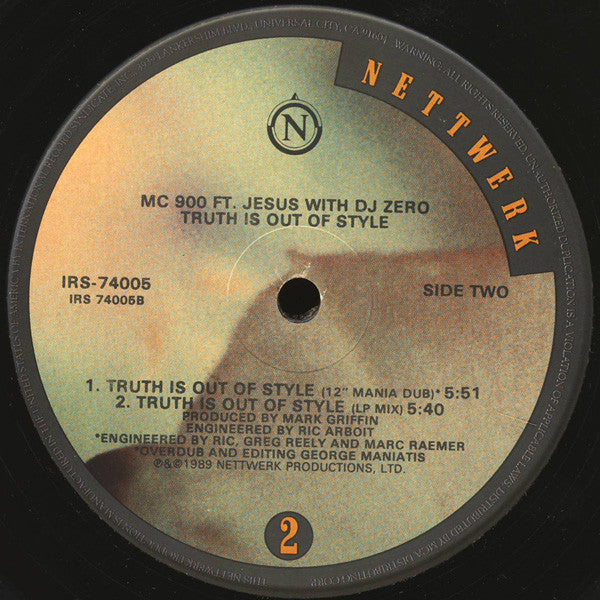 MC 900 Ft Jesus With DJ Zero : Truth Is Out Of Style (12", Single)