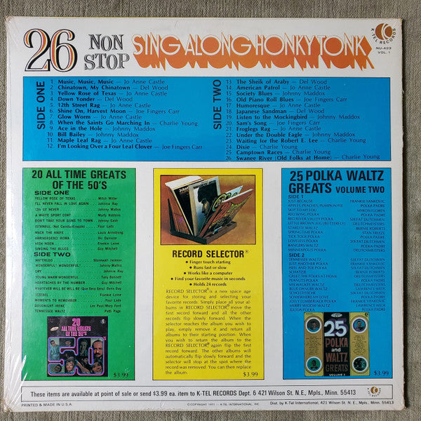 Various : 26 Non Stop Sing Along Honky Tonk  (Vol. 1) (LP, Comp, Ter)