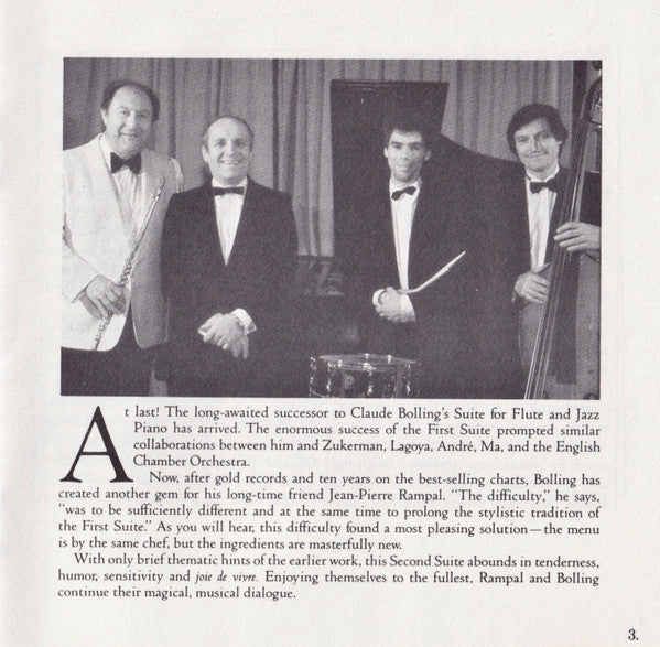 Jean-Pierre Rampal, Claude Bolling : Bolling: Suite No. 2 For Flute & Jazz Piano Trio (CD, Album)