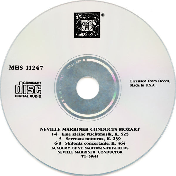 Wolfgang A. Mozart*, The Academy Of St. Martin-in-the-Fields, Sir Neville Marriner : Eine Kleine Nachtmusik K. 525 / Serenata Notturna / Sinfonia Concertante (CD, Album, RE)