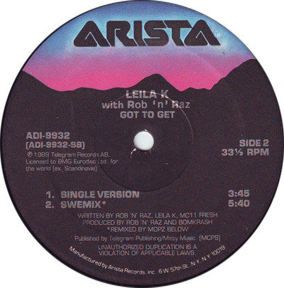 Leila K With Rob 'N' Raz : Got To Get (12")
