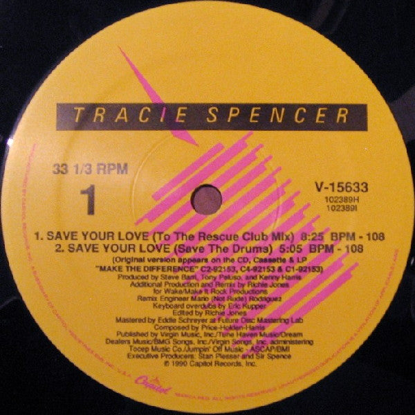 Tracie Spencer : Save Your Love (12", Single)