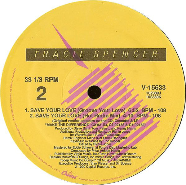 Tracie Spencer : Save Your Love (12", Single)