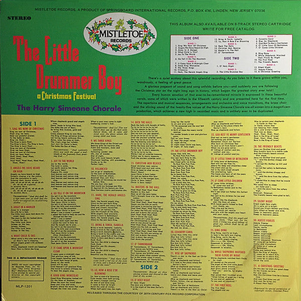 The Harry Simeone Chorale : The Little Drummer Boy: A Christmas Festival (LP, RE, Los)