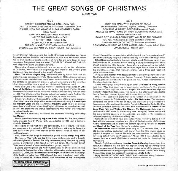 Various : The Great Songs Of Christmas (LP, Album, Comp)