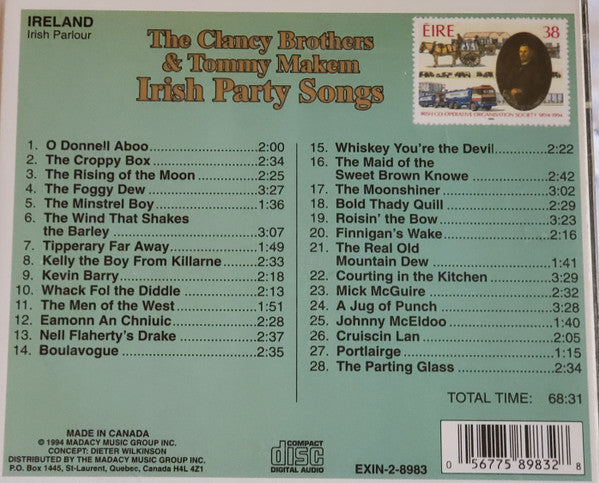 The Clancy Brothers & Tommy Makem : Irish Party Songs (CD, Comp)