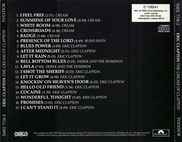 Eric Clapton : The Cream Of Clapton (CD, Comp, Club, RM, DAD)