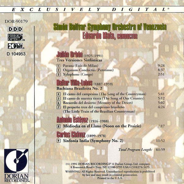 Orbon*, Villa-Lobos*, Estévez*, Chávez*, Simón Bolívar Symphony Orchestra Of Venezuela, Eduardo Mata : Orbon, Villa-Lobos, Estevez, Chavez (CD, Club)