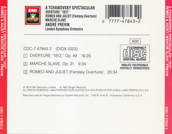 London Symphony Orchestra Conducted By André Previn : A Tchaikovsky Spectacular (CD)