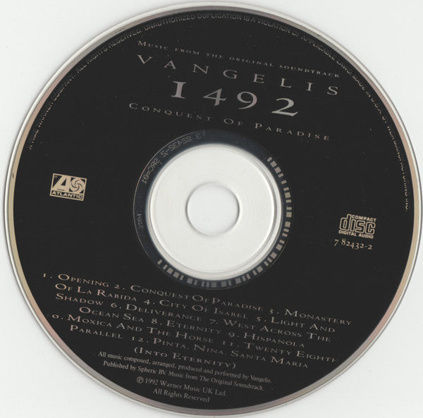 Vangelis : 1492 - Conquest Of Paradise (Music From The Original Soundtrack) (CD, Album)