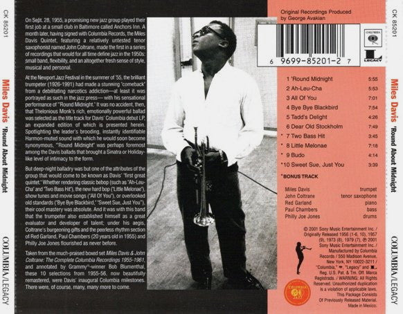 Miles Davis : 'Round About Midnight (CD, Album, RE, RM)