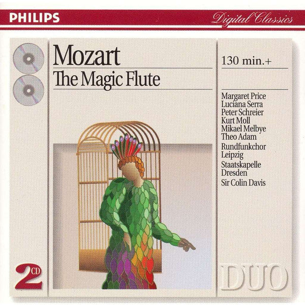 Mozart* - Margaret Price, Luciana Serra, Peter Schreier, Kurt Moll, Mikael Melbye, Theo Adam, Rundfunkchor Leipzig, Staatskapelle Dresden, Sir Colin Davis : The Magic Flute (2xCD, Album, RE)
