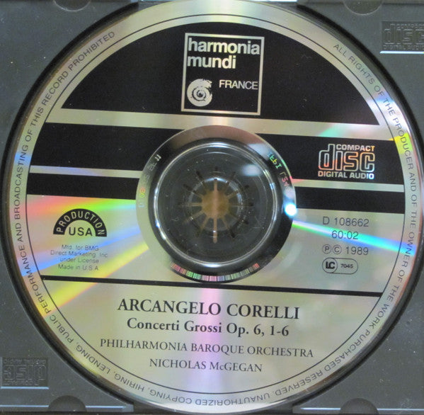 Arcangelo Corelli - Philharmonia Baroque Orchestra, Nicholas McGegan : Concerti Grossi Op.6 1-6 (CD, Album, Club)
