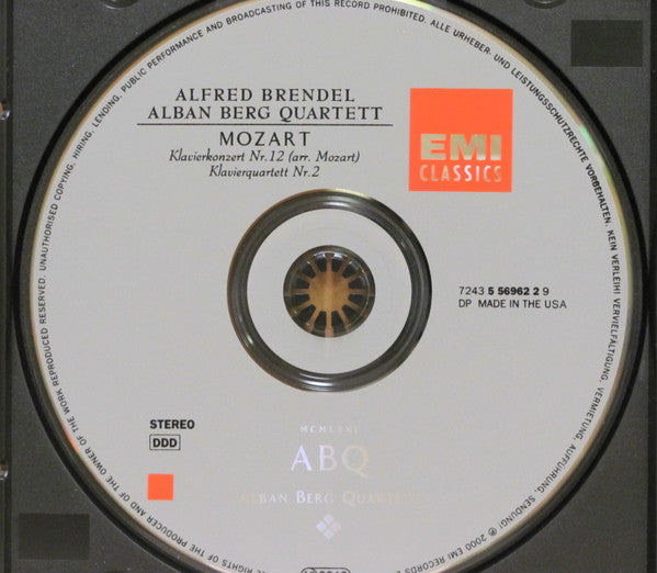 Mozart*, Alfred Brendel, Alban Berg Quartett : Klavierkonzert Nr. 12 (arr. Mozart), KV 385p, Klavierquartett Nr. 2, KV 493 (CD, Club)