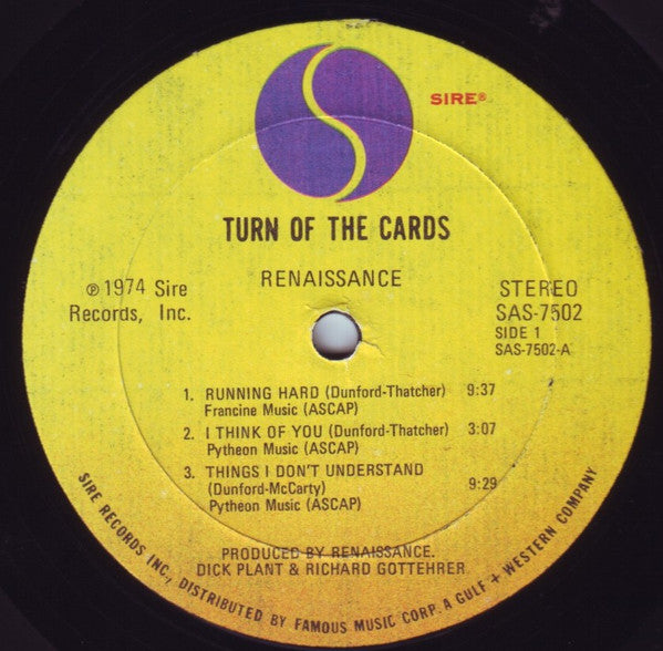 Renaissance (4) : Turn Of The Cards (LP, Album, PRC)