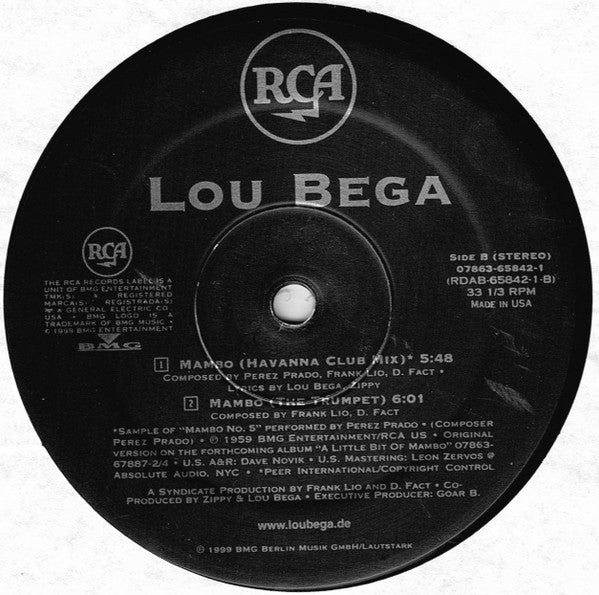 Lou Bega : Mambo No. 5 (A Little Bit Of...) (12", Bla)
