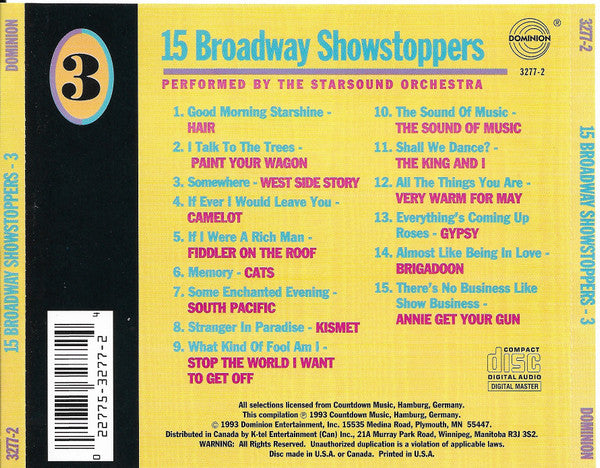 The Starsound Orchestra : 15 Broadway Showstoppers - 3 (CD, Album)