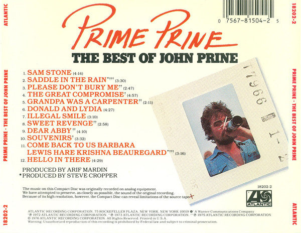 John Prine : Prime Prine - The Best Of John Prine (CD, Comp, RE, Spe)