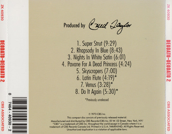 Deodato* : Deodato 2 (CD, Album, RE, RM, Bon)