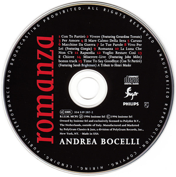 Andrea Bocelli : Romanza (CD, Comp)